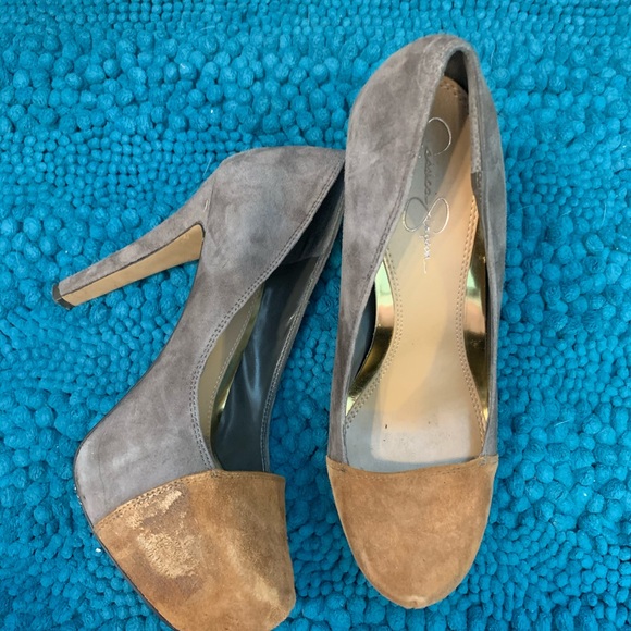 Jessica Simpson charcoal & tan heel - Picture 2 of 8